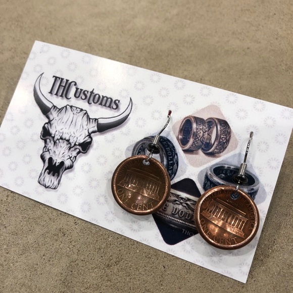 Custom made, domed coin earrings with charms - Picture 3 of 6